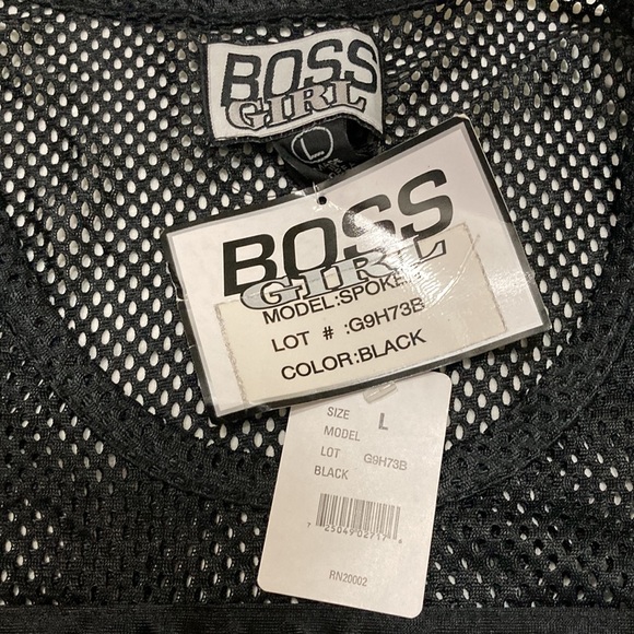 BOSS GIRL Black Mesh Crop Top - Size L - Picture 9 of 9